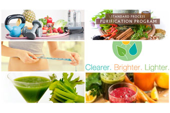 collage image of healthy foods and exercise as part of Permen Naturopathic Purification Program